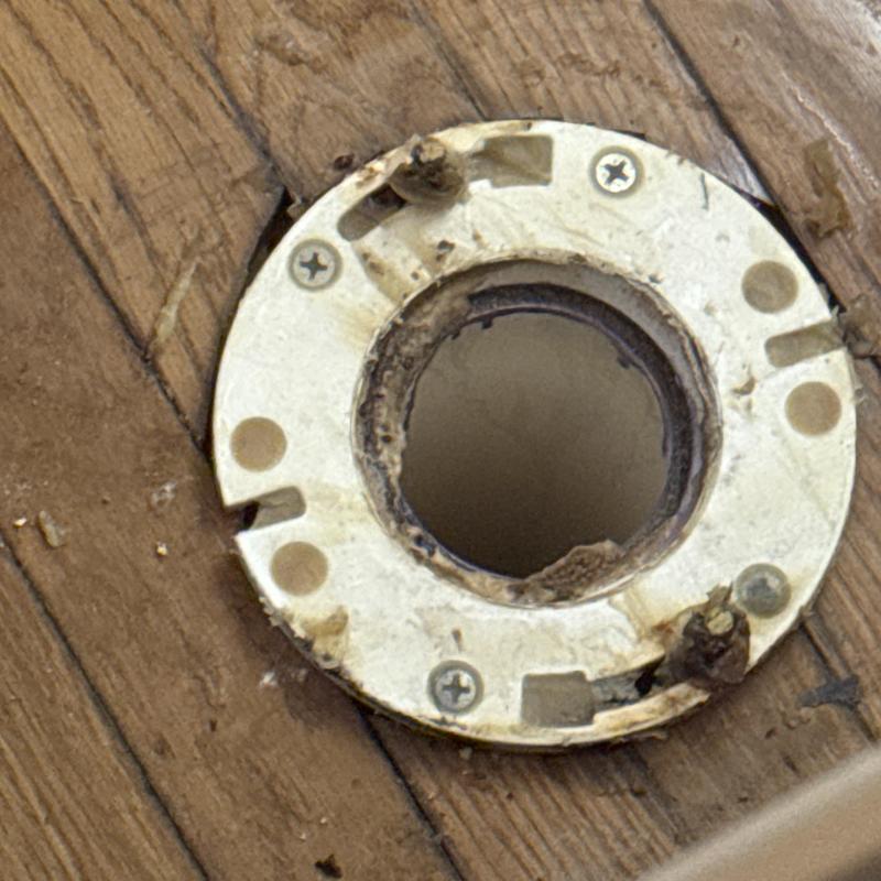 Toilet flange with wood floor damage in Midlothian, VA