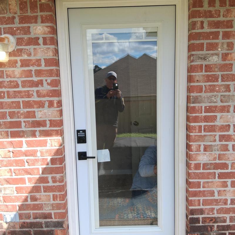 Exterior glass door with digital keypad lock installation