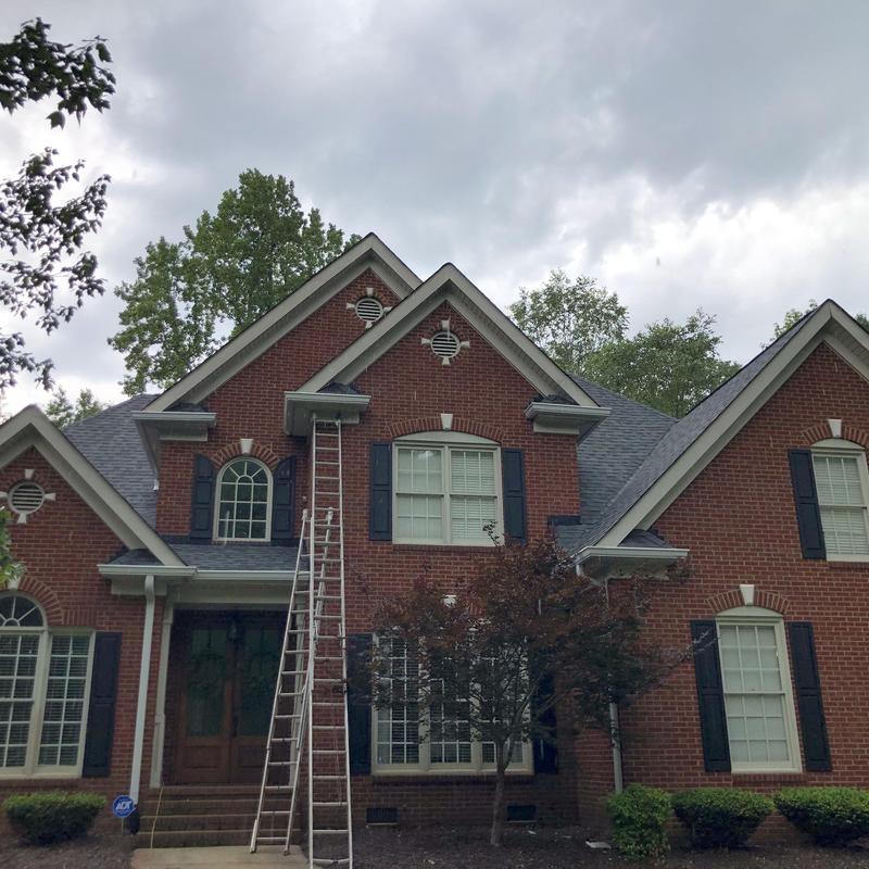 Estate Gray shingle roof with ladder for replacement Estate Gray shingle roof with ladder for replacement