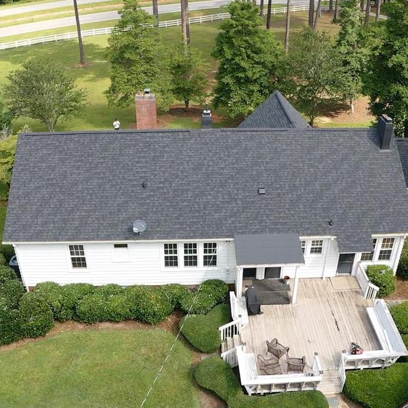 Owens Corning Duration Onyx Black shingle roof with deck