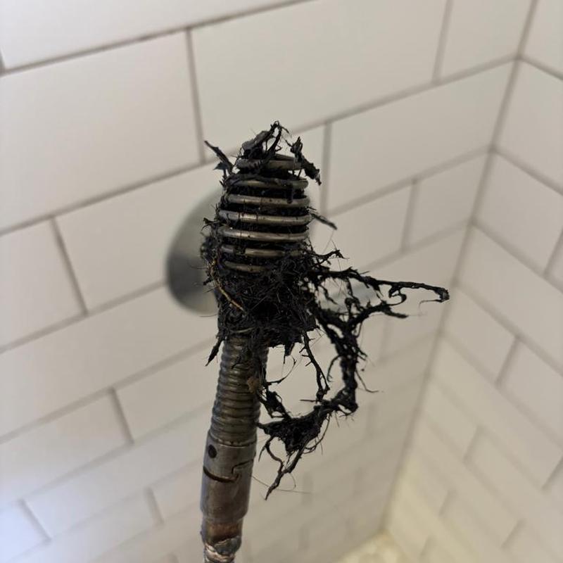 Tub drain hair and root clog removal tool with debris Tub drain hair and root clog removal tool with debris