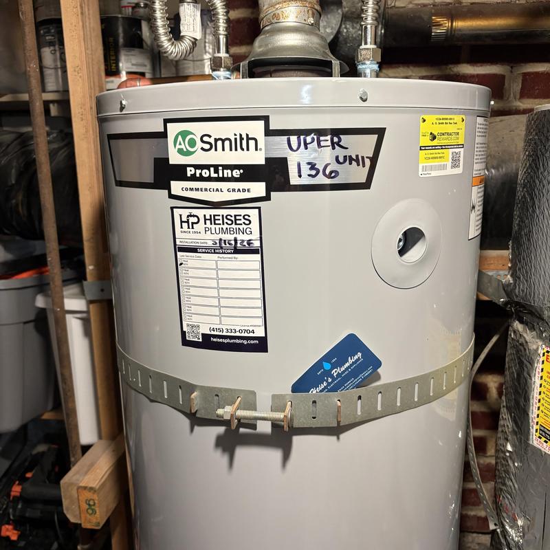 Water heater AO Smith ProLine with new piping and strap