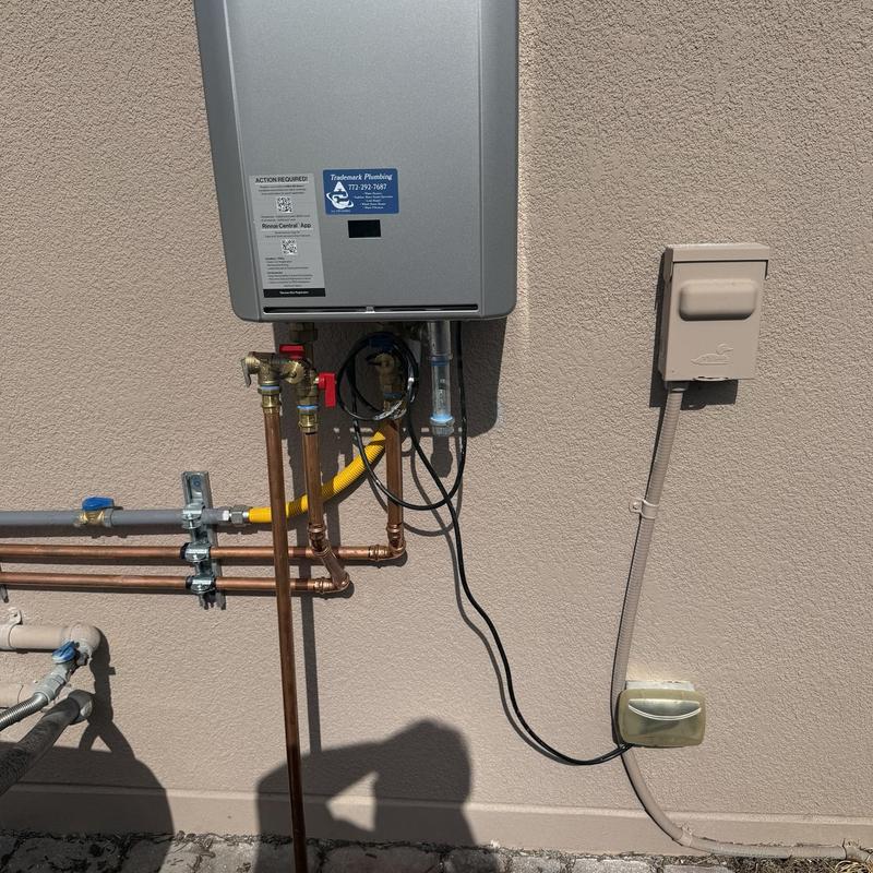 Rinnai tankless water heater with copper piping installation
