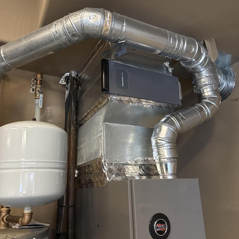 Ruud gas furnace with ductwork and expansion tank Ruud gas furnace with ductwork and expansion tank