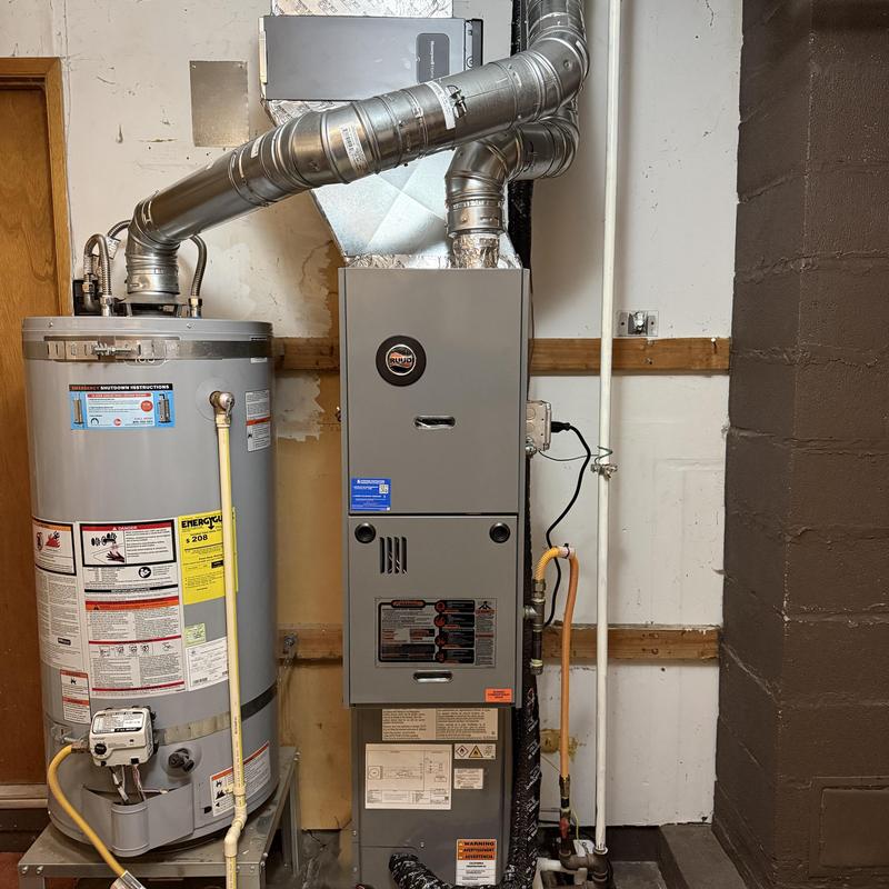 Ruud variable speed gas furnace with ductwork Ruud variable speed gas furnace with ductwork