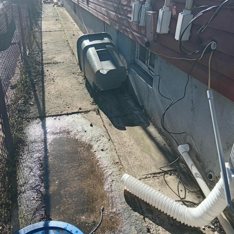 Drain pipe camera inspection setup outside home Drain pipe camera inspection setup outside home