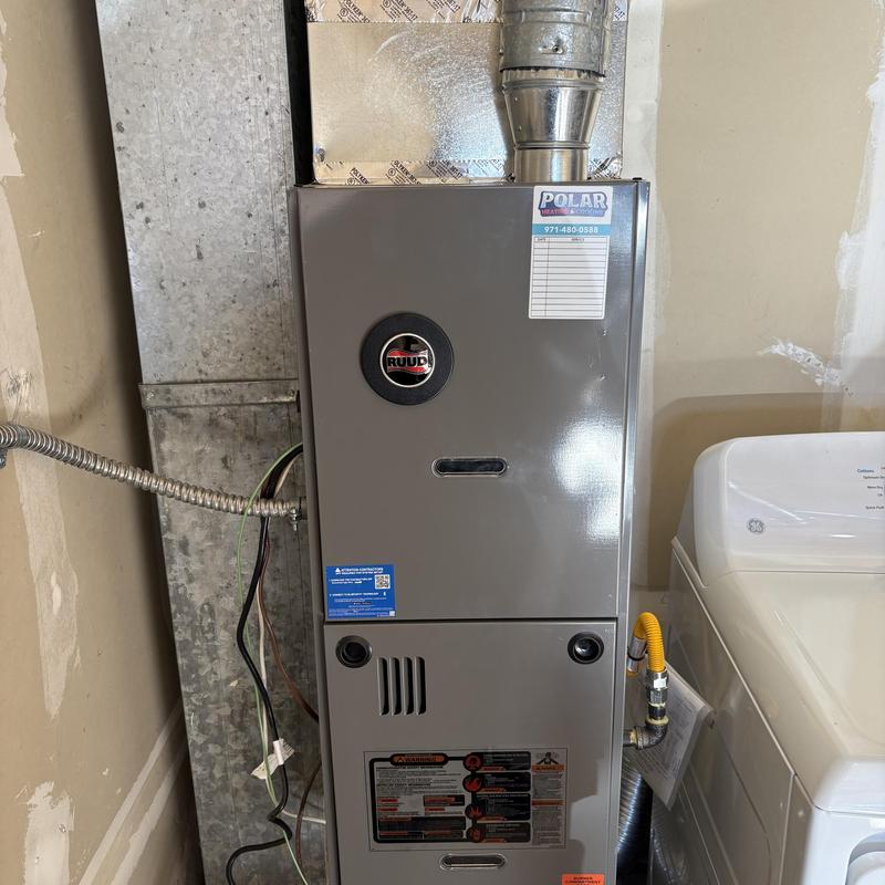 Ruud 80% single stage gas furnace installed with ventilation Ruud 80% single stage gas furnace installed with ventilation