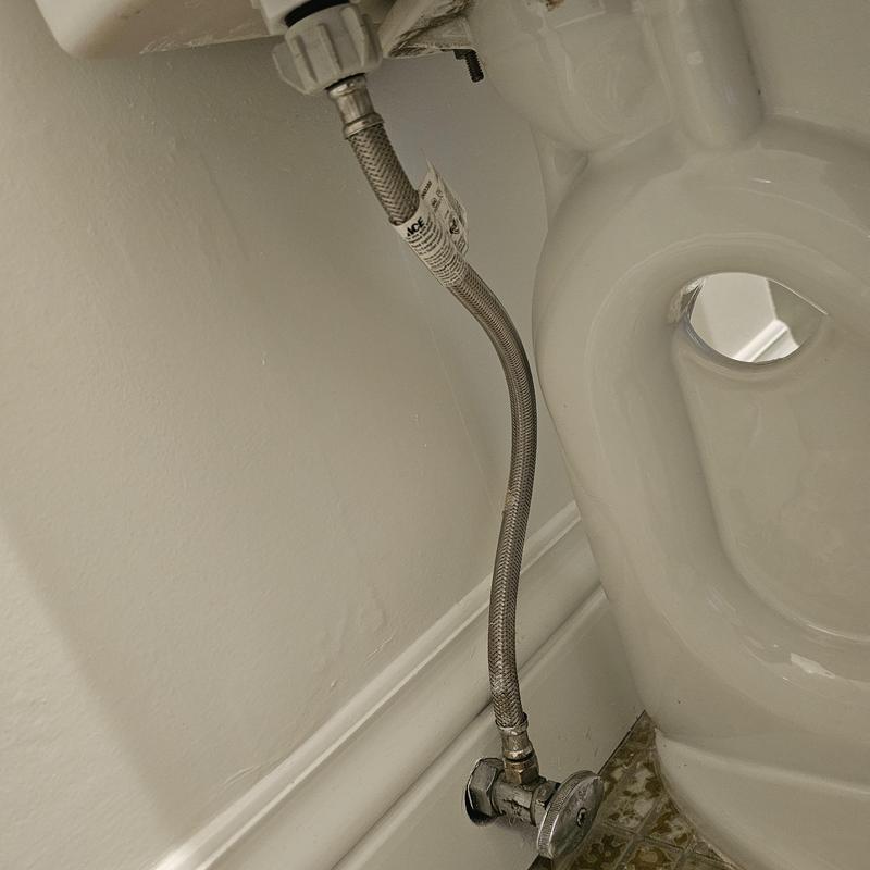 Toilet water supply line secured and tested