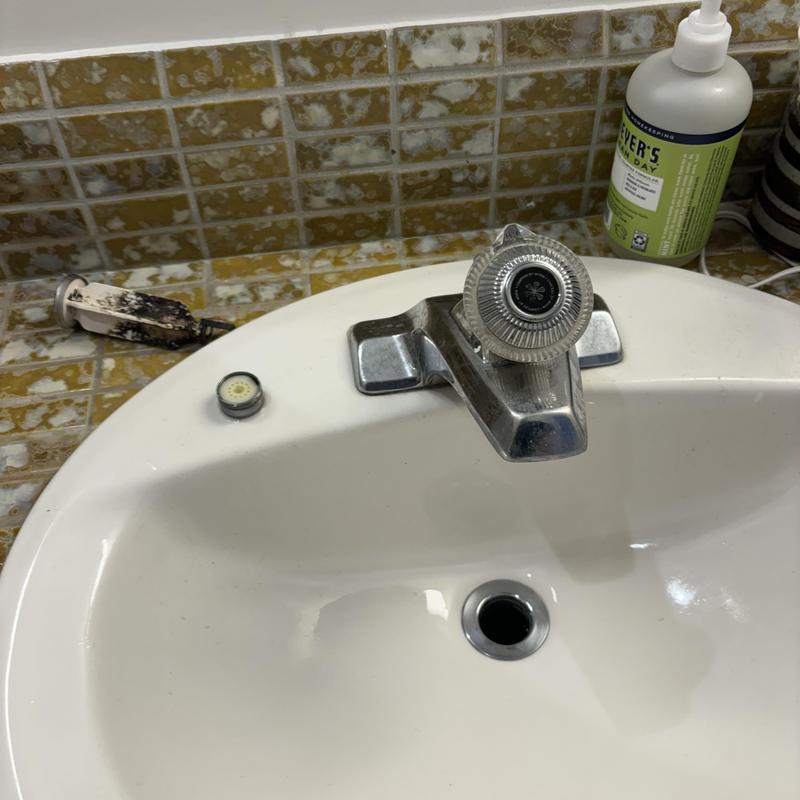 Basin faucet aerator replacement with stopper removed