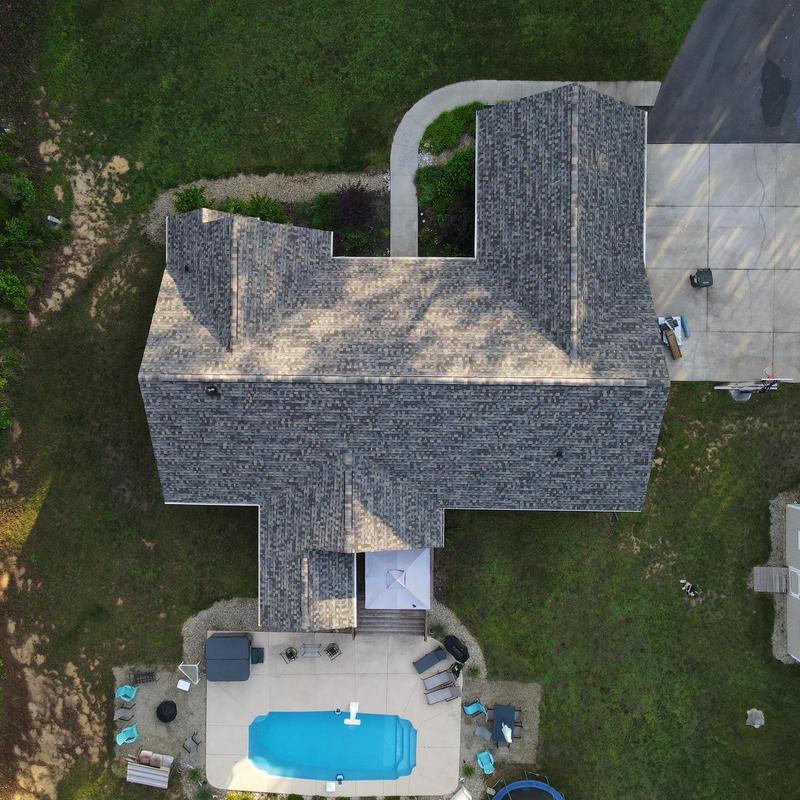 IKO Dynasty Cornerstone shingle roof installation aerial