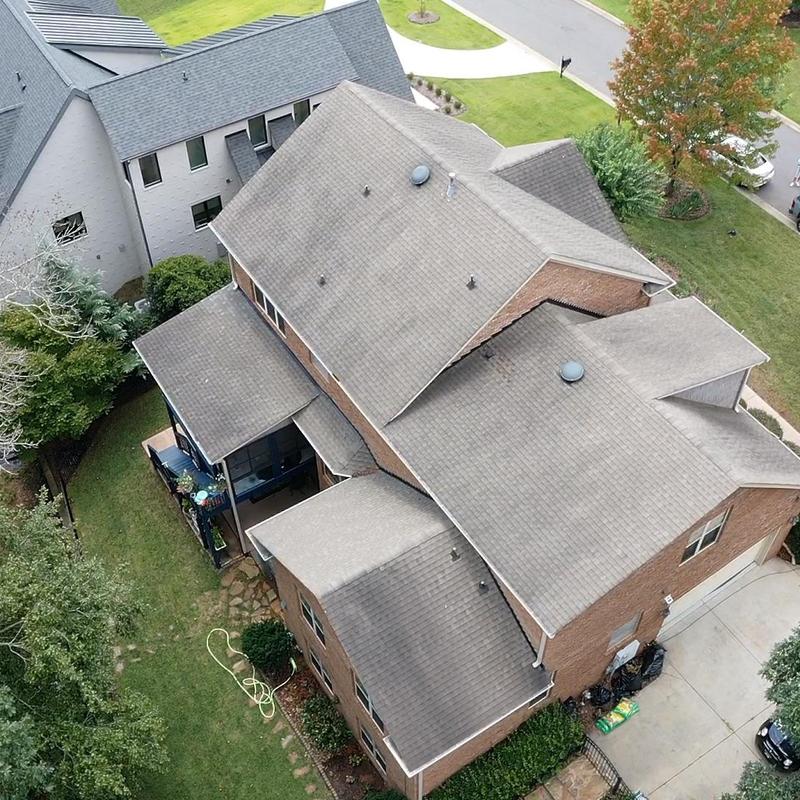 Asphalt shingle roof with black onyx Owens Corning shingles