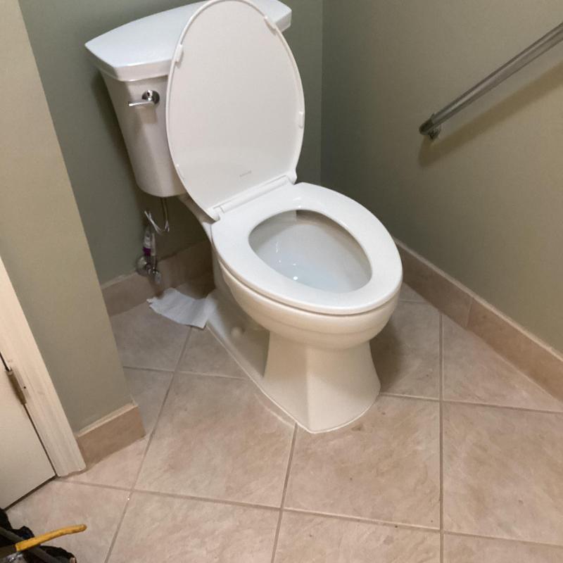 Toilet installation with flange repair and angle stop replacement