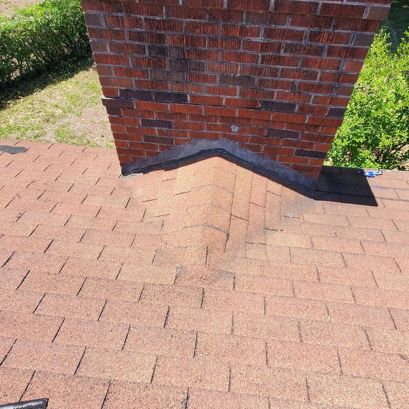 Chimney flashing on Owens Corning Oakridge Desert Tan roof