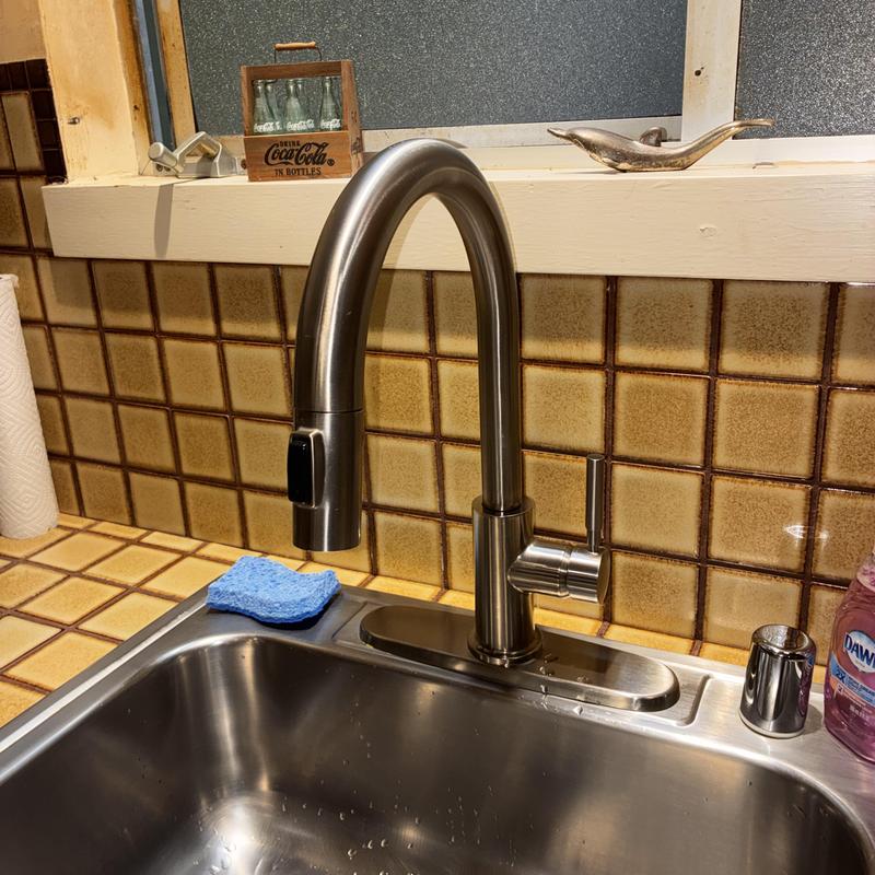 Kitchen faucet with new dual angle stop valve installed