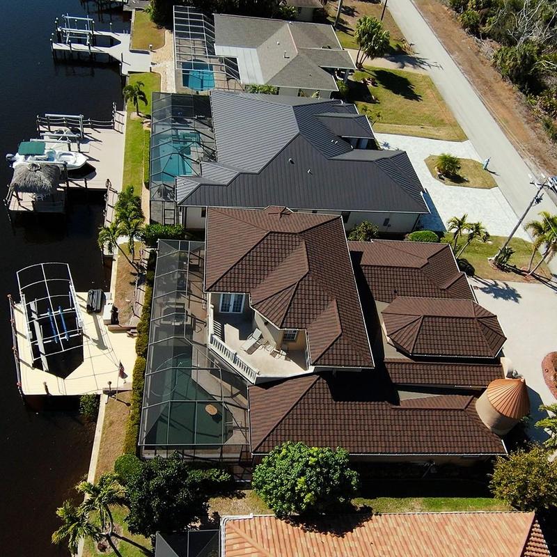 Stonecoated steel roof on coastal home, Cape Coral FL