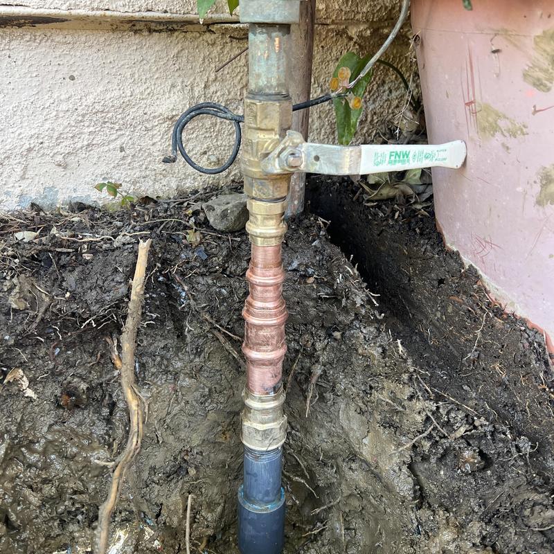 Three-quarter ball valve with PVC pipe underground