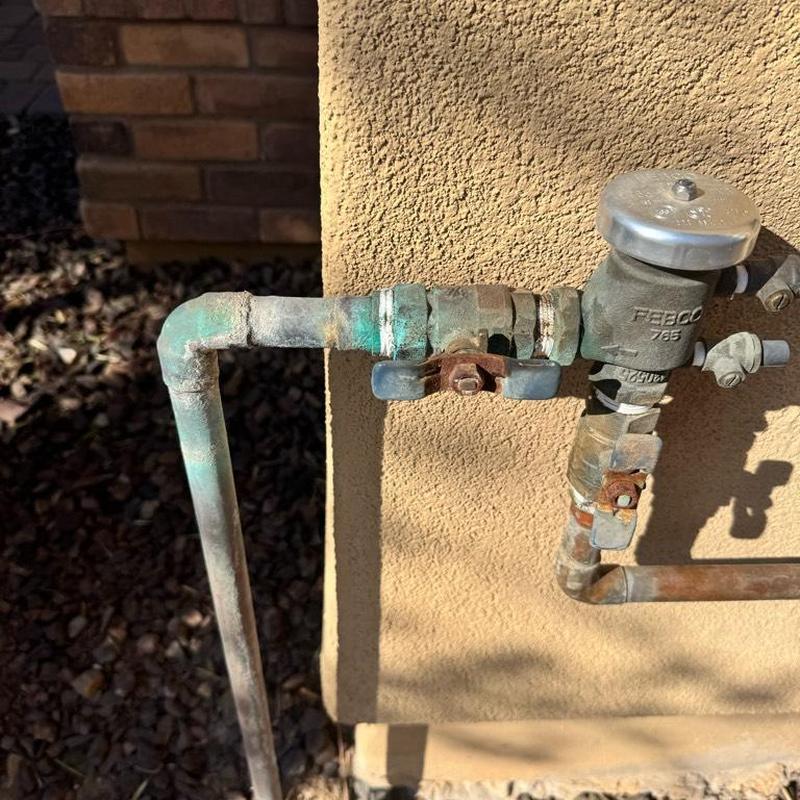 Pressure vacuum breaker with corroded copper pipe