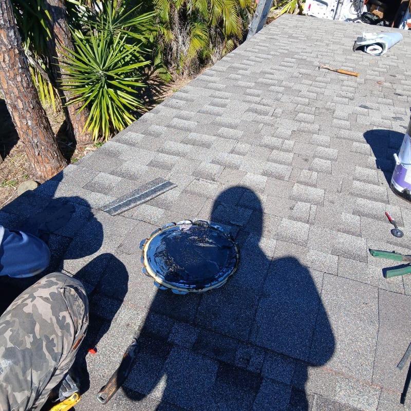 Roof vent temporary seal on Cape Coral shingle roof