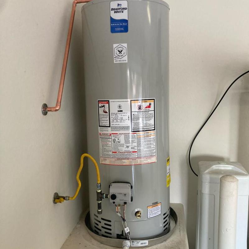 Bradford White gas water heater with flex lines