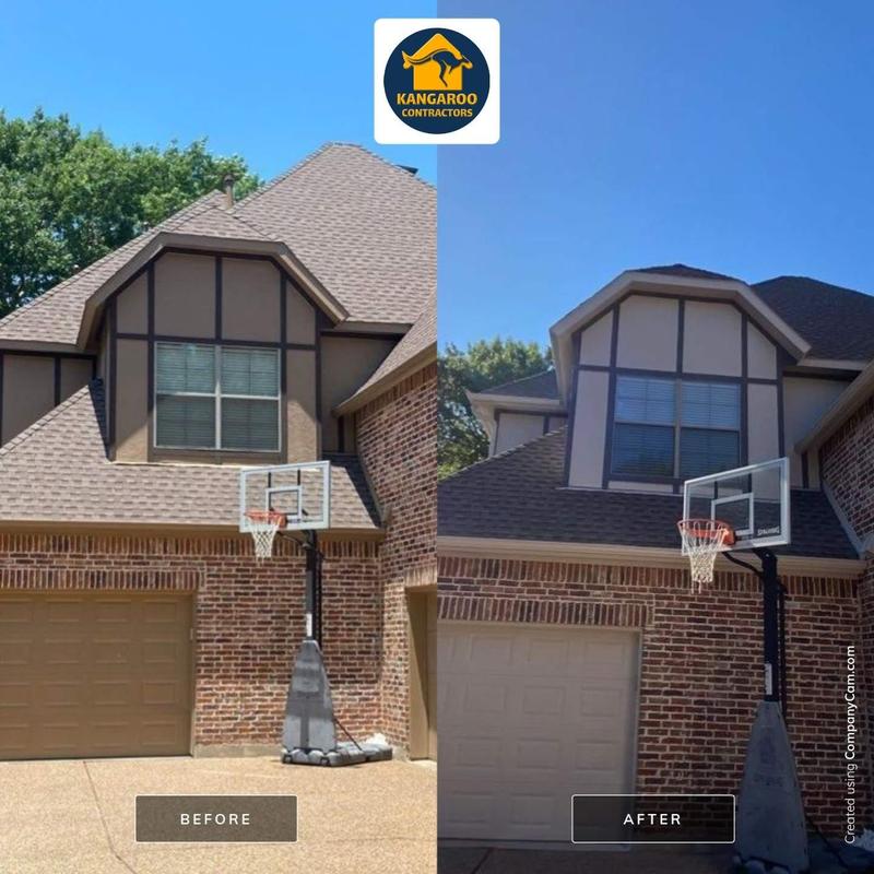 Exterior house paint and trim restoration before and after