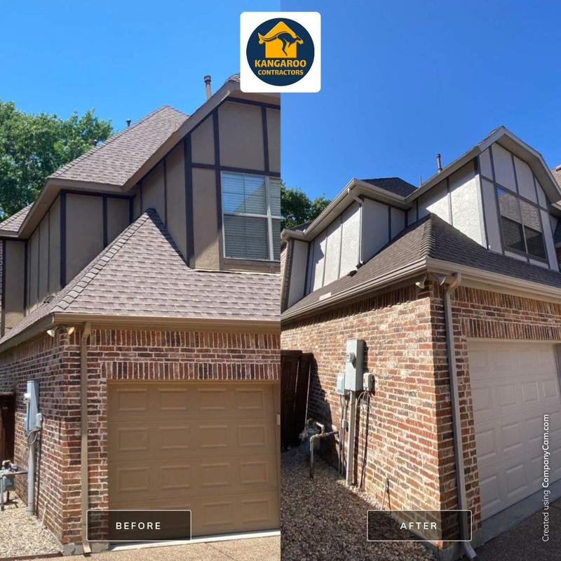 Exterior house painting and wood repair before and after