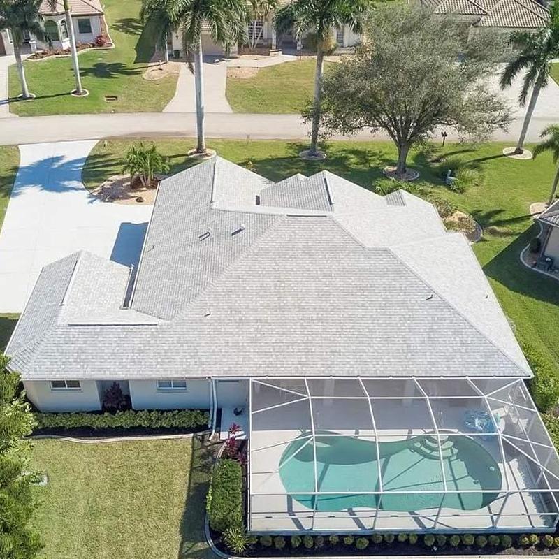 Owens Corning shingle roof with screened pool enclosure