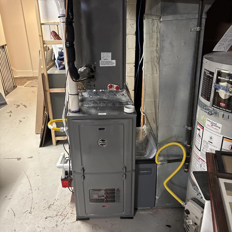 Ruud 95% gas furnace with ductwork in basement Ruud 95% gas furnace with ductwork in basement