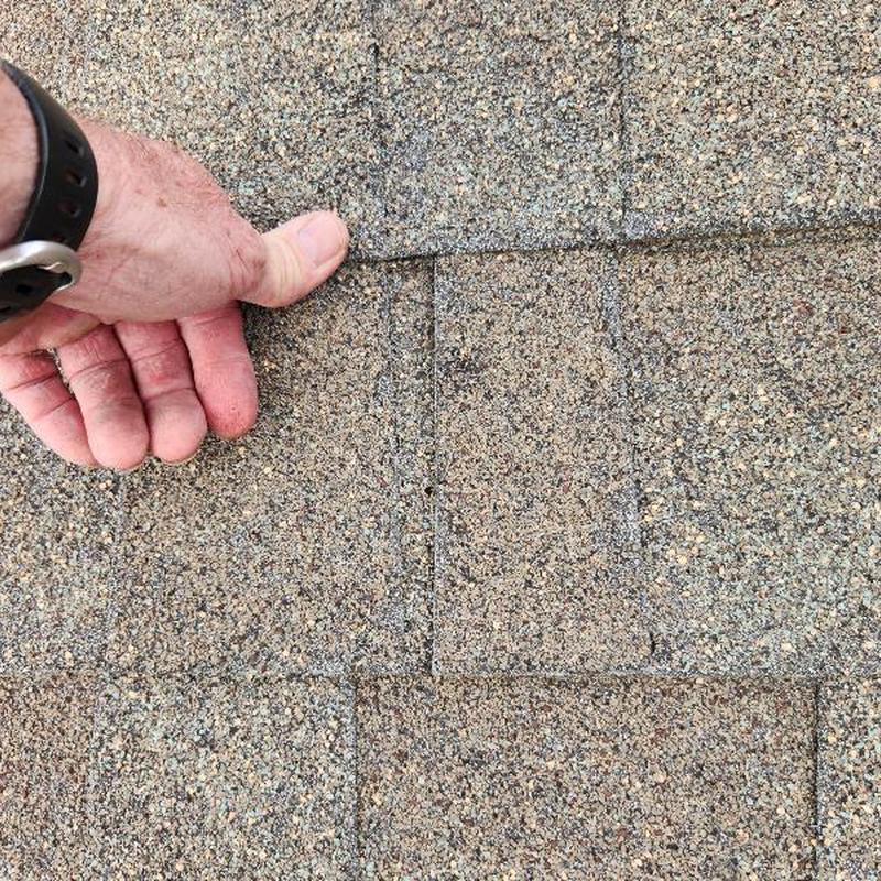 Asphalt shingle roof granule loss with hail damage Asphalt shingle roof granule loss with hail damage