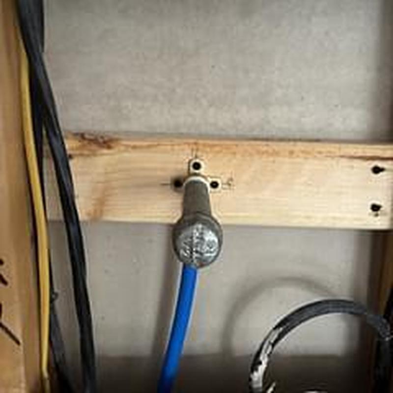 12 water line stub with shut-off valve behind stove