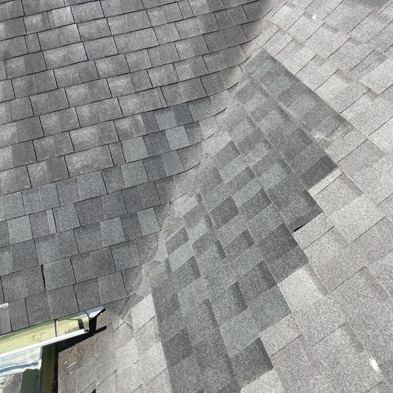 Architectural asphalt shingles roof patch and transition