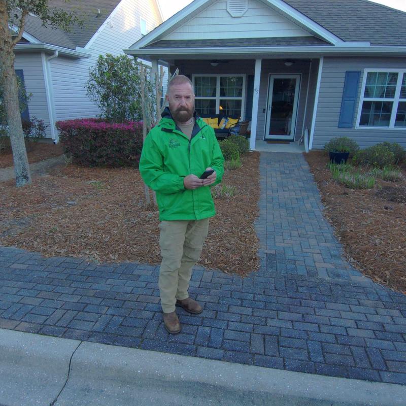 Walkway brick paver installation inspection at residential home Walkway brick paver installation inspection at residential home