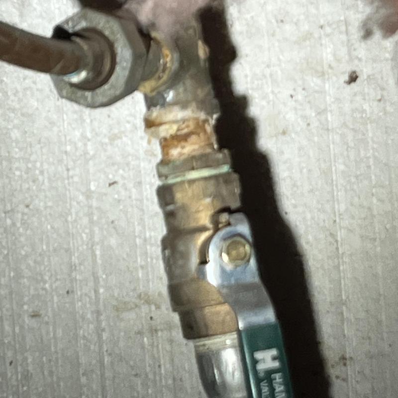 Galvanized pipe with shutoff valve and corrosion