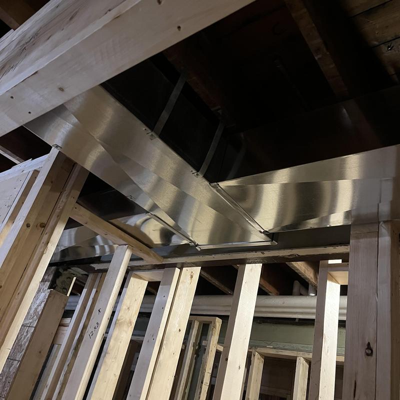 Ductwork installation in residential HVAC system in Chicago