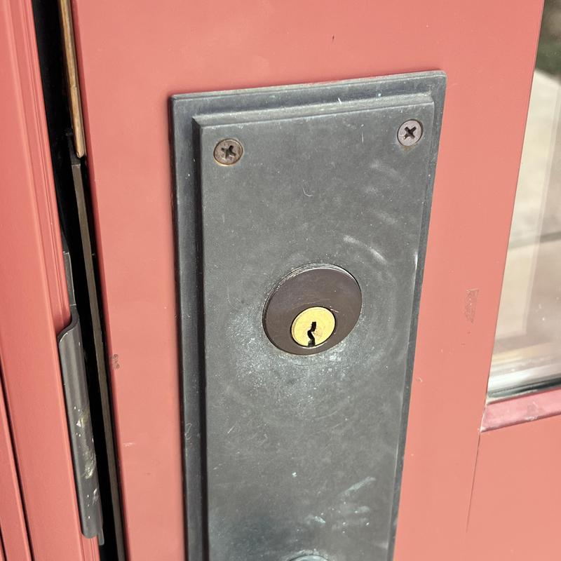Adams Rite latch and lock on commercial storefront door