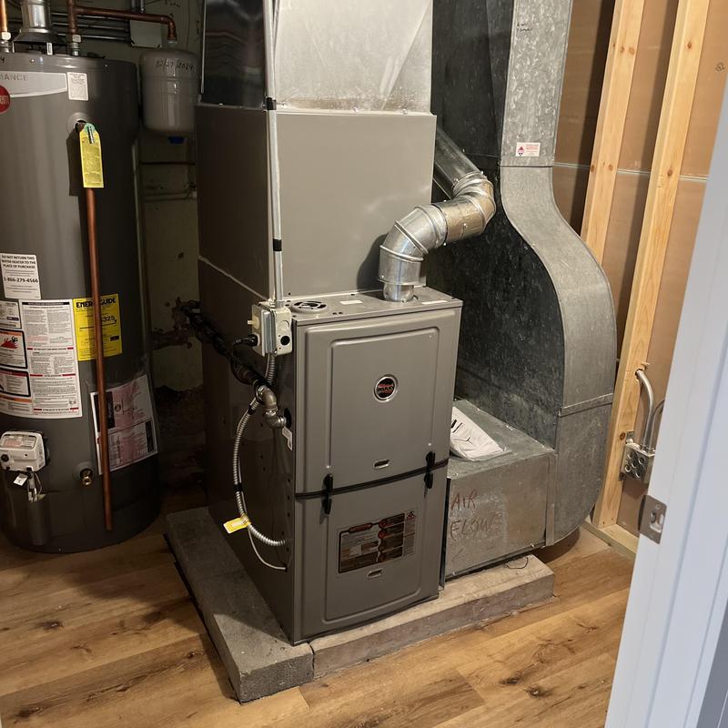 80% efficiency gas furnace installed with ductwork