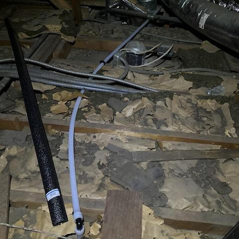 Uponor PEX piping reroute in attic over slab leak area