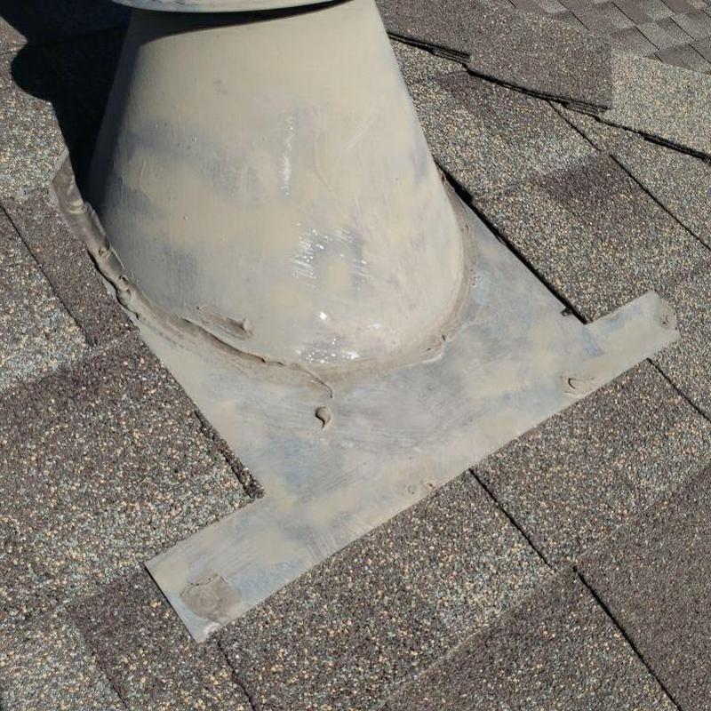 Pipe jack flashing with sealed shingle roof nails and collar Pipe jack flashing with sealed shingle roof nails and collar