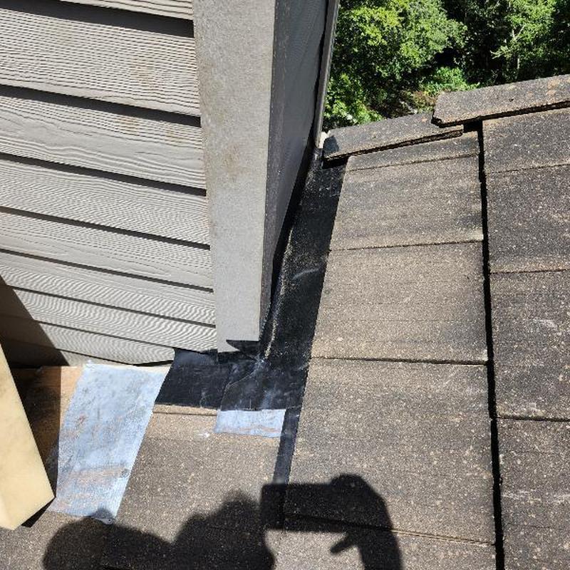 Concrete tile roof flashing with new ice and water shield