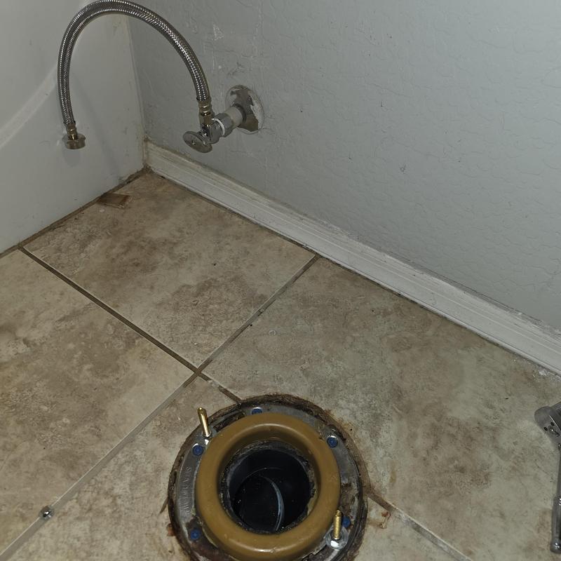Toilet flange and angle stop valve installation prep
