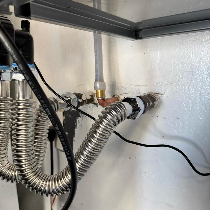 Green Fusion 1500 water softener steel flex lines installation