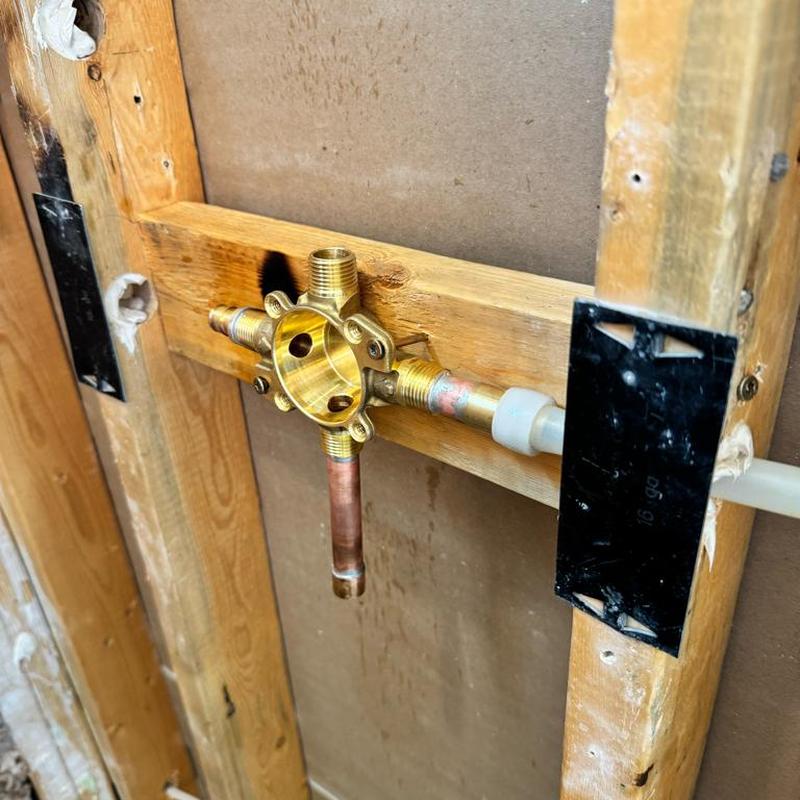 Kohler shower valve rough-in installation in wall frame