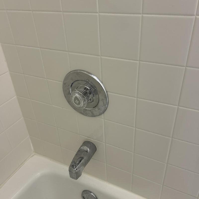 Shower cartridge and faucet with tub spout in bathroom