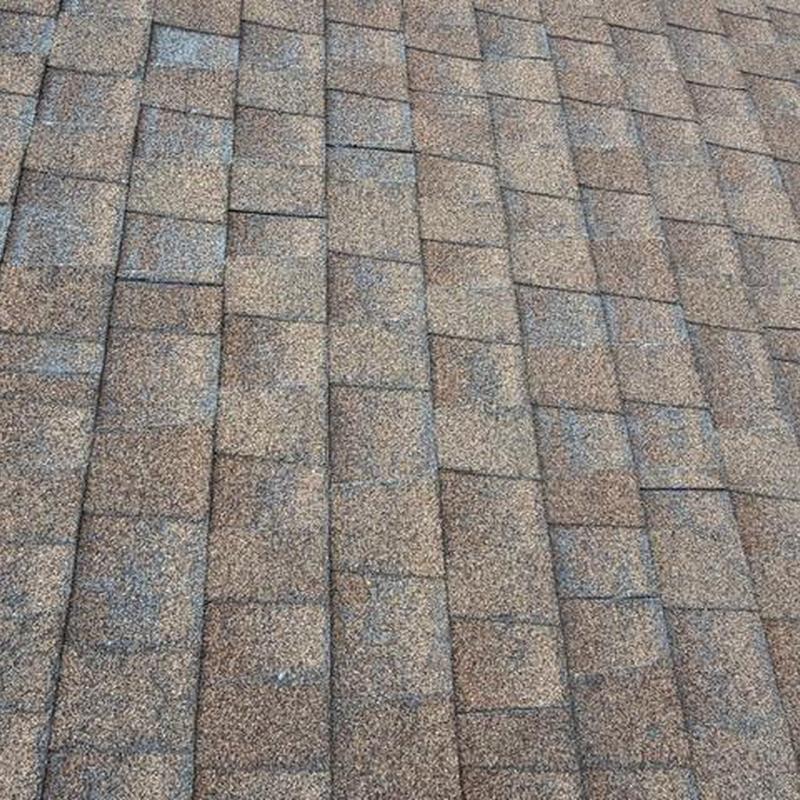 Asphalt roof shingles with granule wear and damage