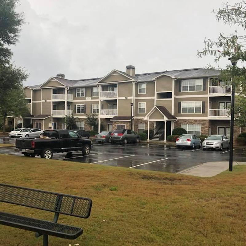 Asphalt shingle roofing on apartment complex buildings