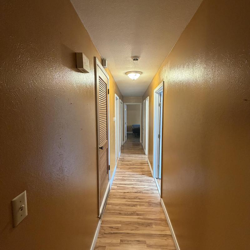 Sheetrock hallway with fresh texture and paint