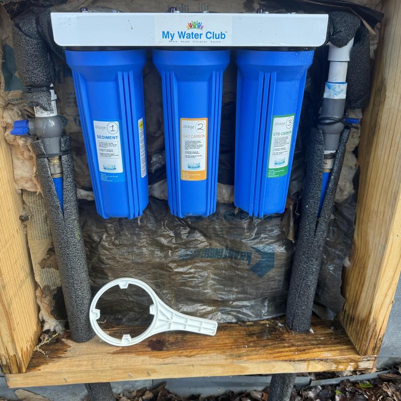 Water filter system with replaced shut off valves