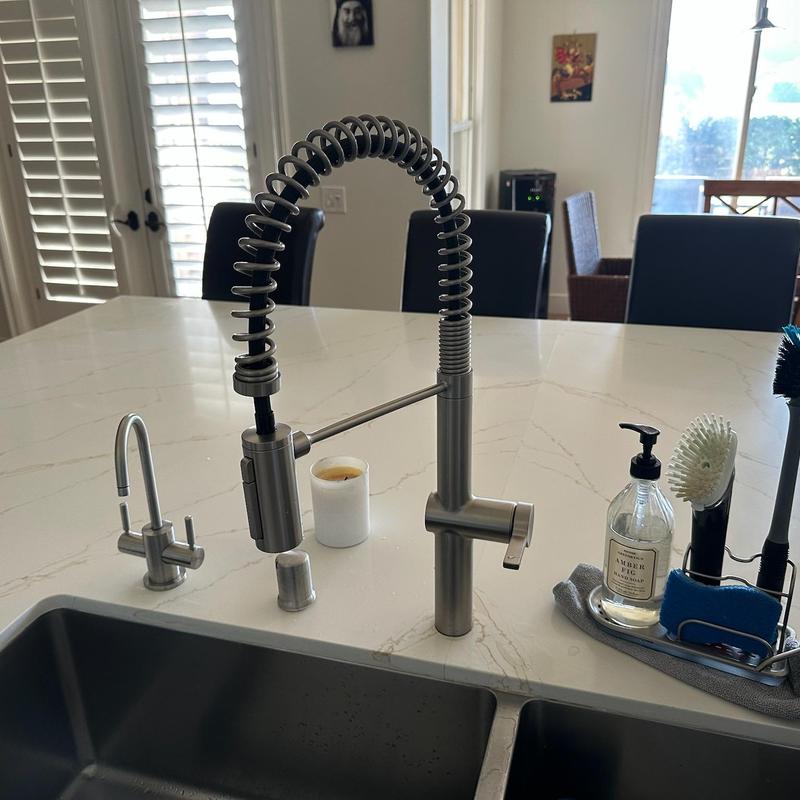 Kohler kitchen faucet replacement on marble countertop