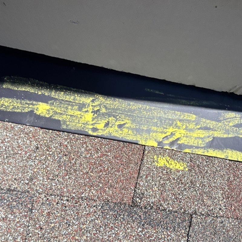 Roof shingle granule loss and flashing damage inspection