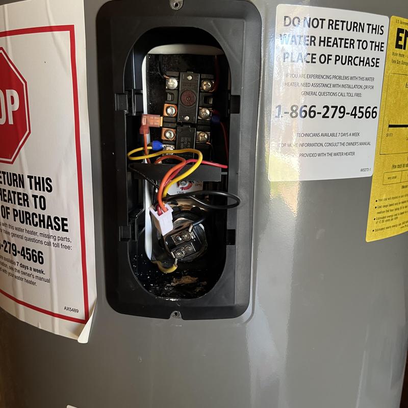 Water heater thermostat and heating element wiring panel