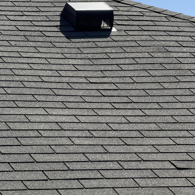Stove exhaust vent with black roof vent cap